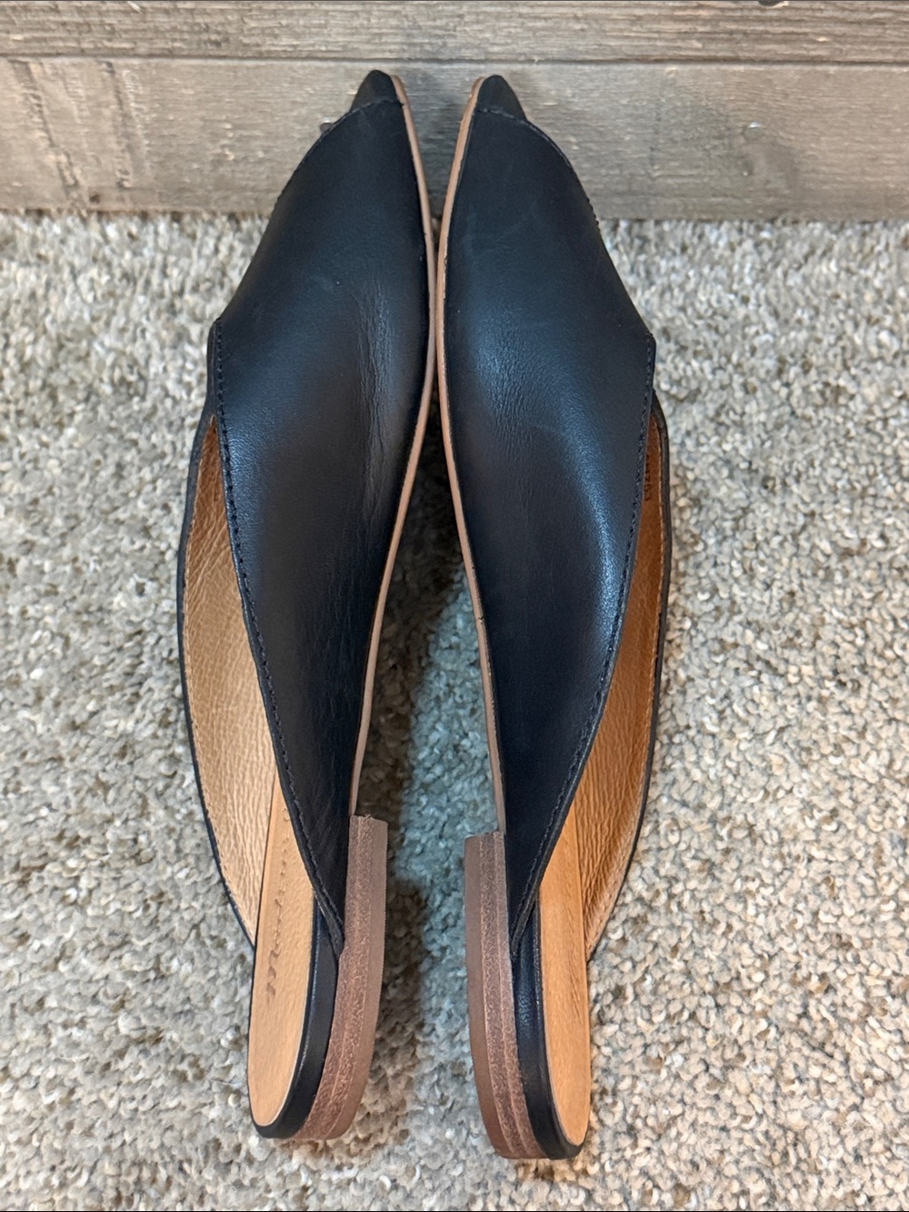 Madewell Black Leather Peep Toe Slide Mules Minimalist Sandals Women’s 8.5 - Picture 5 of 7